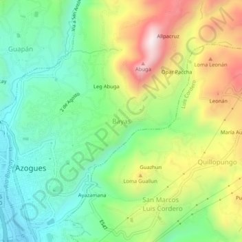 Bayas topographic map, elevation, terrain