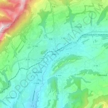 Gap topographic map, elevation, terrain