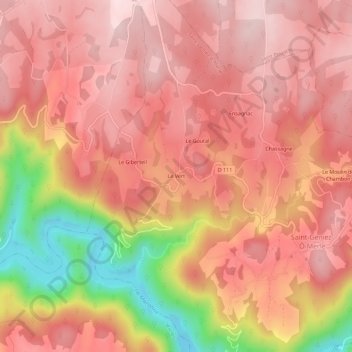 Le Vert topographic map, elevation, terrain