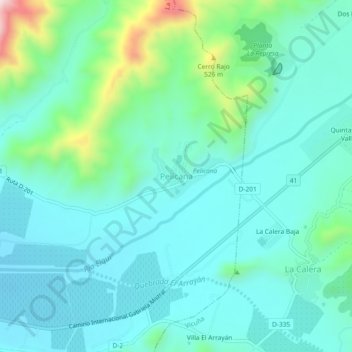 Pelícana topographic map, elevation, terrain