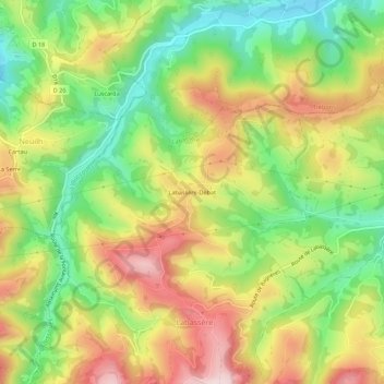 Labassère-Debat topographic map, elevation, terrain