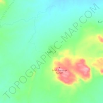 Gumut topographic map, elevation, terrain