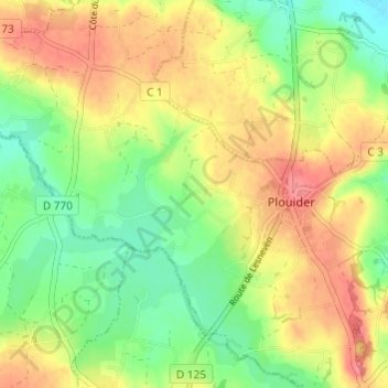 Pouldavid topographic map, elevation, terrain