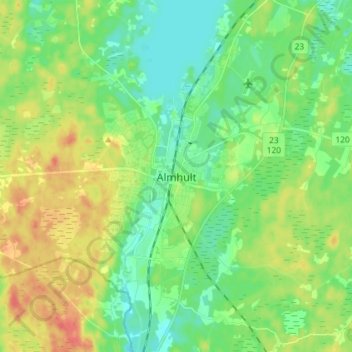 Älmhult topographic map, elevation, terrain