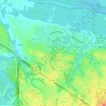 Countryside topographic map, elevation, terrain