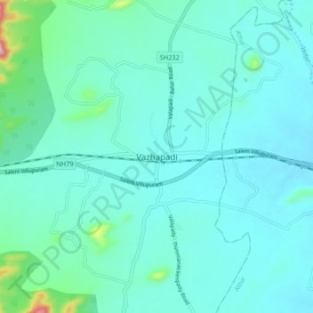 Vazhapadi topographic map, elevation, terrain