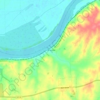 Dover Station topographic map, elevation, terrain