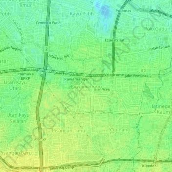 Rawamangun topographic map, elevation, terrain