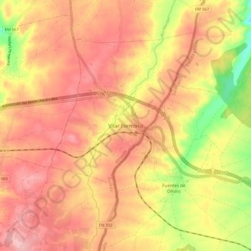 Vilar Formoso topographic map, elevation, terrain
