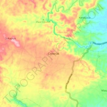 Cimerak topographic map, elevation, terrain