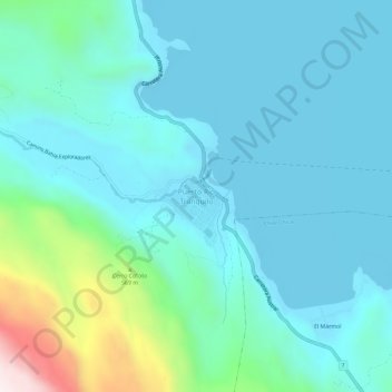 Puerto Río Tranquilo topographic map, elevation, terrain