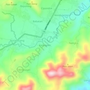 Kadugede topographic map, elevation, terrain