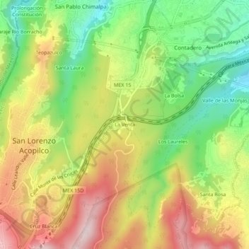 La Venta topographic map, elevation, terrain