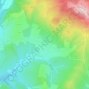Poienari topographic map, elevation, terrain
