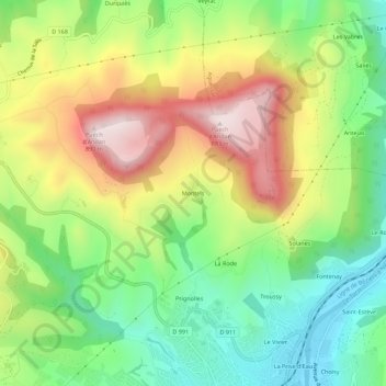 Montels topographic map, elevation, terrain