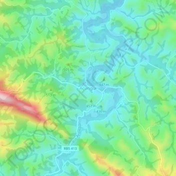 Açungui topographic map, elevation, terrain