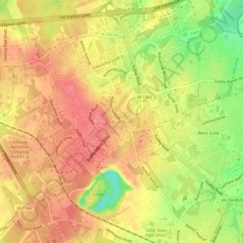 Bull Run topographic map, elevation, terrain