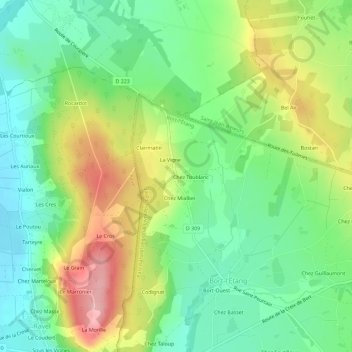 Les Boursis topographic map, elevation, terrain