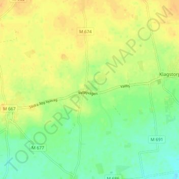 Vallby topographic map, elevation, terrain