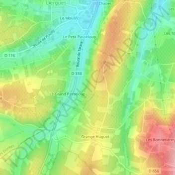 Chalier topographic map, elevation, terrain