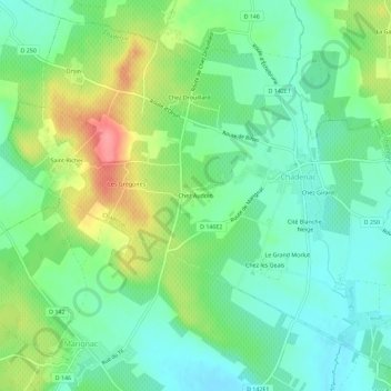 Chez Audoin topographic map, elevation, terrain