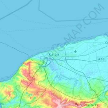 Calais topographic map, elevation, terrain