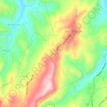 Pyrgou topographic map, elevation, terrain