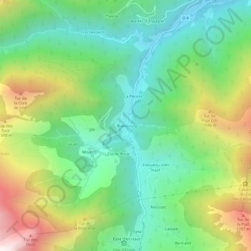 Balascou topographic map, elevation, terrain
