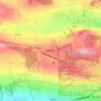 Birkhill topographic map, elevation, terrain