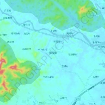 Qiaoyuan topographic map, elevation, terrain