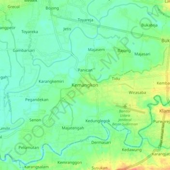 Kemangkon topographic map, elevation, terrain