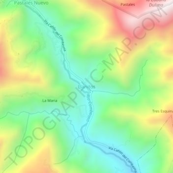 Llanitos topographic map, elevation, terrain