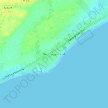 Beddingestrand topographic map, elevation, terrain