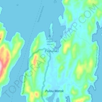 Palmatak topographic map, elevation, terrain