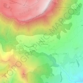 Les Roses topographic map, elevation, terrain
