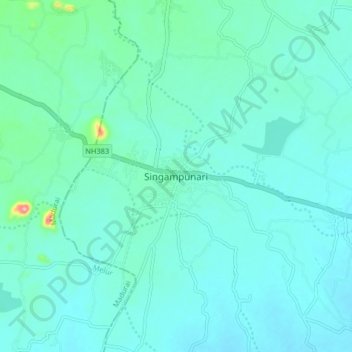 Singampunari topographic map, elevation, terrain