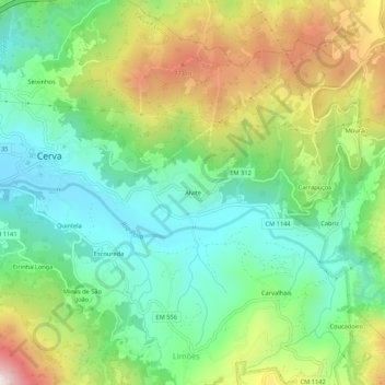 Alvite topographic map, elevation, terrain