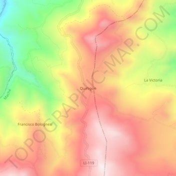 Quiñigon topographic map, elevation, terrain