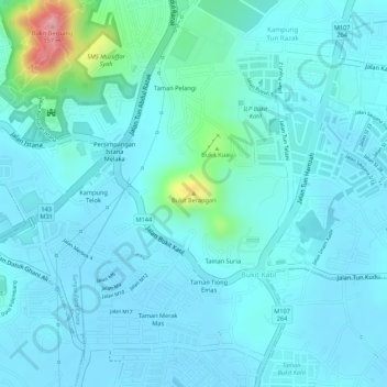 Bukit Berangan topographic map, elevation, terrain