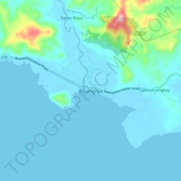 Balangiga topographic map, elevation, terrain