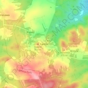 Siedlec topographic map, elevation, terrain