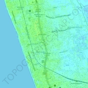 Valanjavazhi topographic map, elevation, terrain