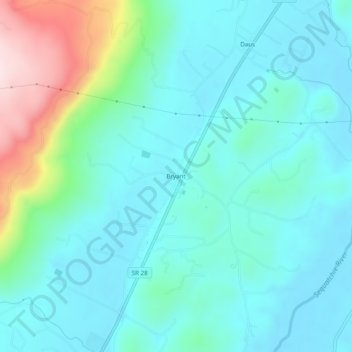 Bryant topographic map, elevation, terrain