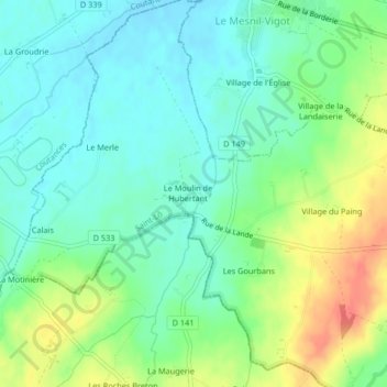 Manoir d'Hubertant topographic map, elevation, terrain