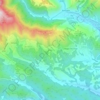 Bezzo topographic map, elevation, terrain