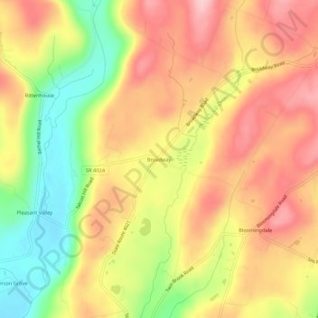 Broadway topographic map, elevation, terrain