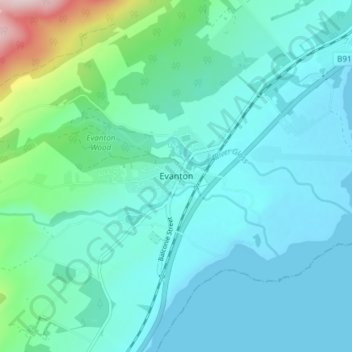 Evanton topographic map, elevation, terrain