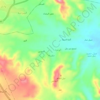 Akamat al Hamala topographic map, elevation, terrain
