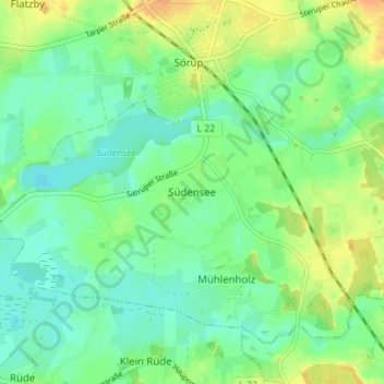 Südensee topographic map, elevation, terrain