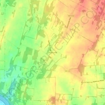 Downsville topographic map, elevation, terrain